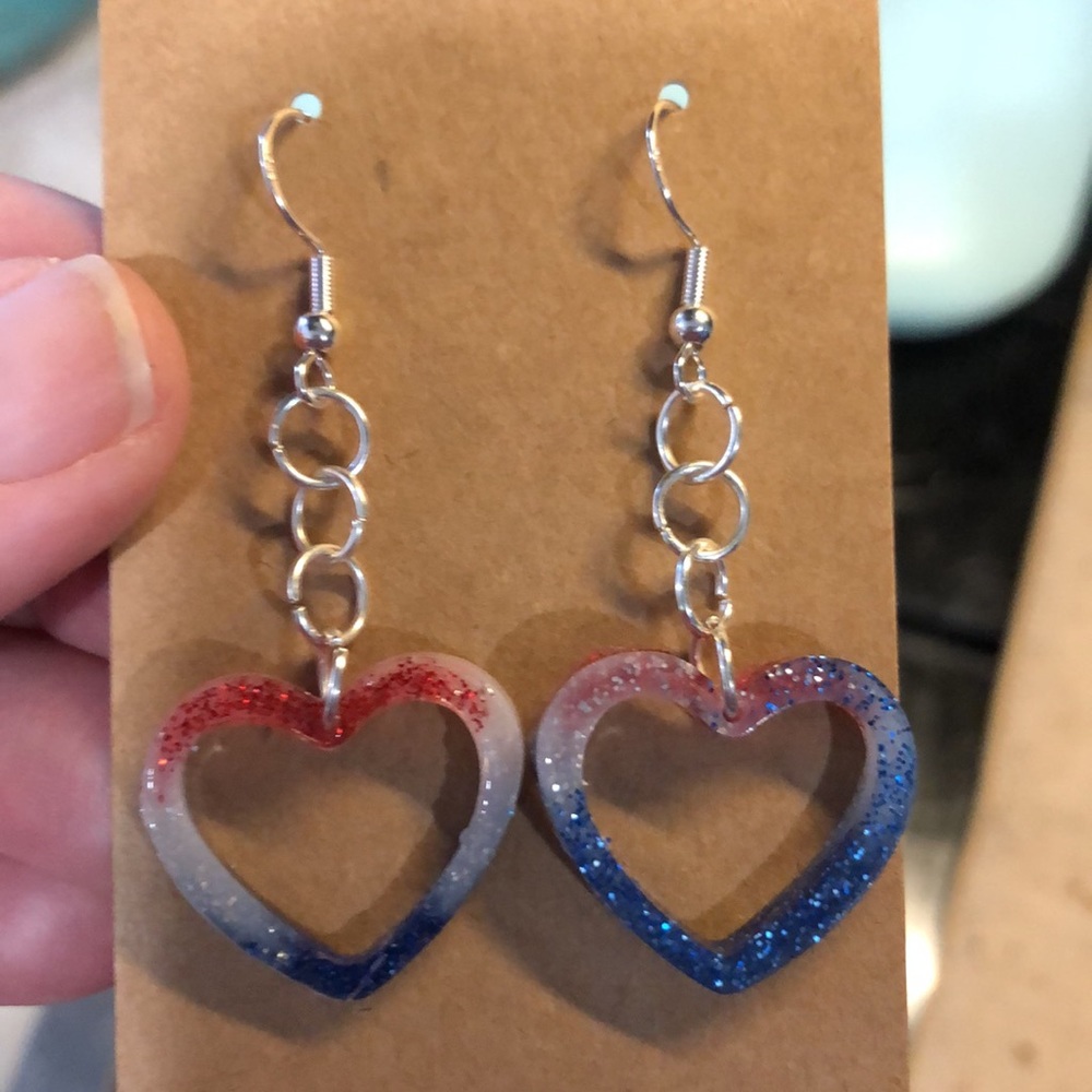 Patriotic heart dangles